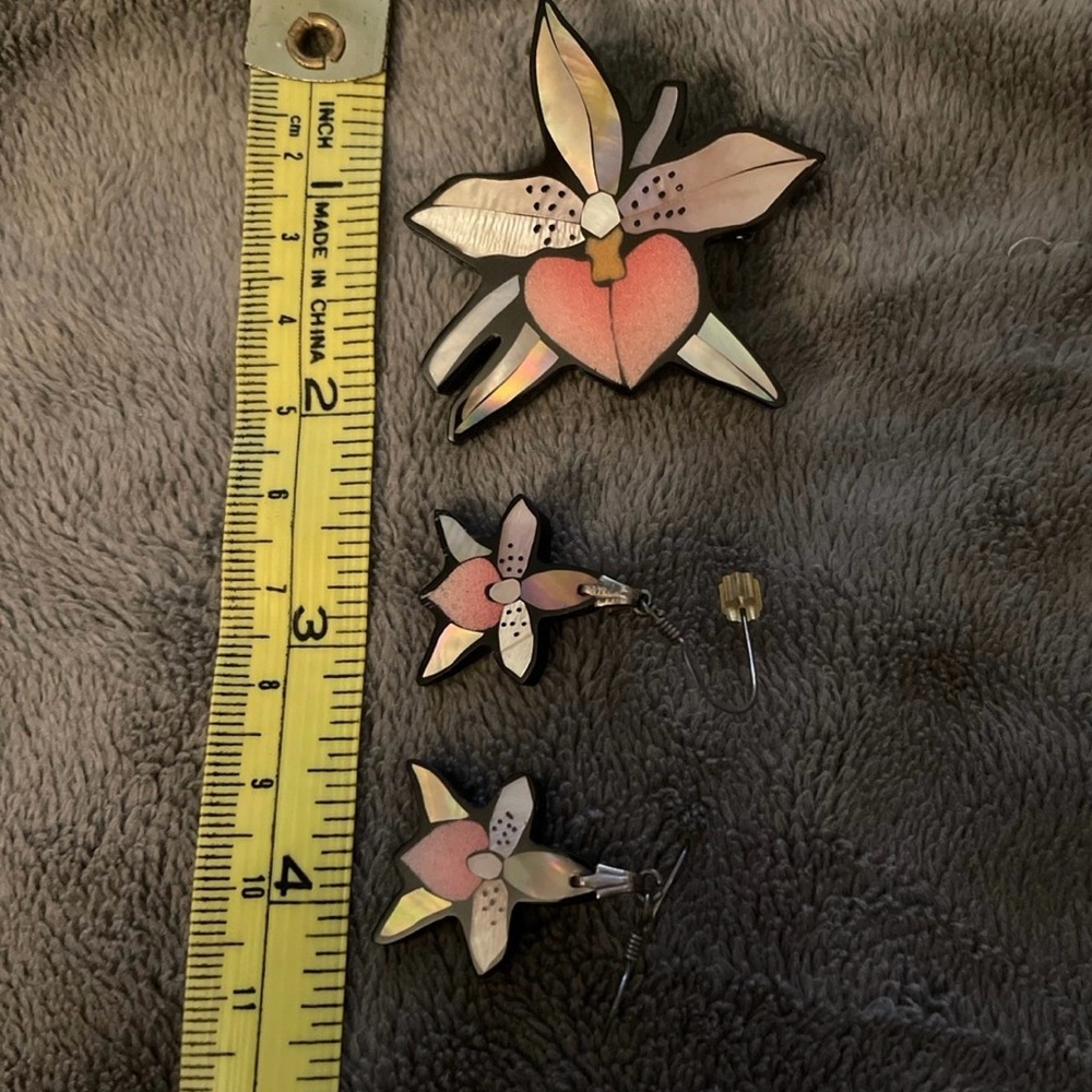 Floral Brooch and Earring Set